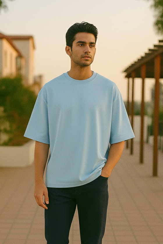 Tevayaa Terry Cotton Solid Unisex Oversized T-shirt Male