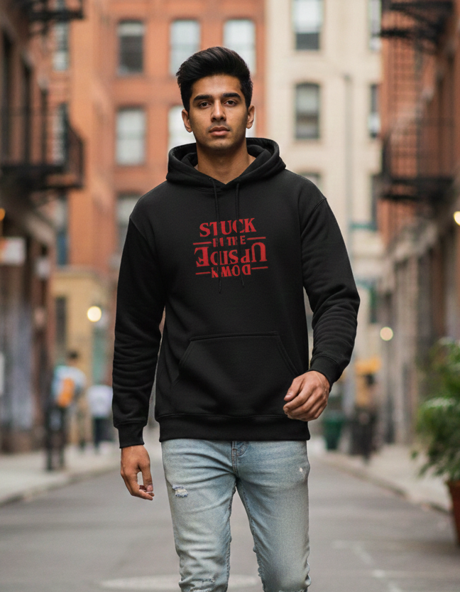 Tevayaa Heavyweight Graphic Hoodie Black Men – “Upside Vibes”