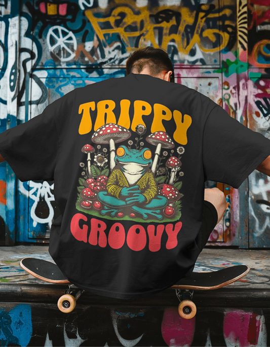 TEVAYAA Trippy Mushroom Oversized T-Shirt