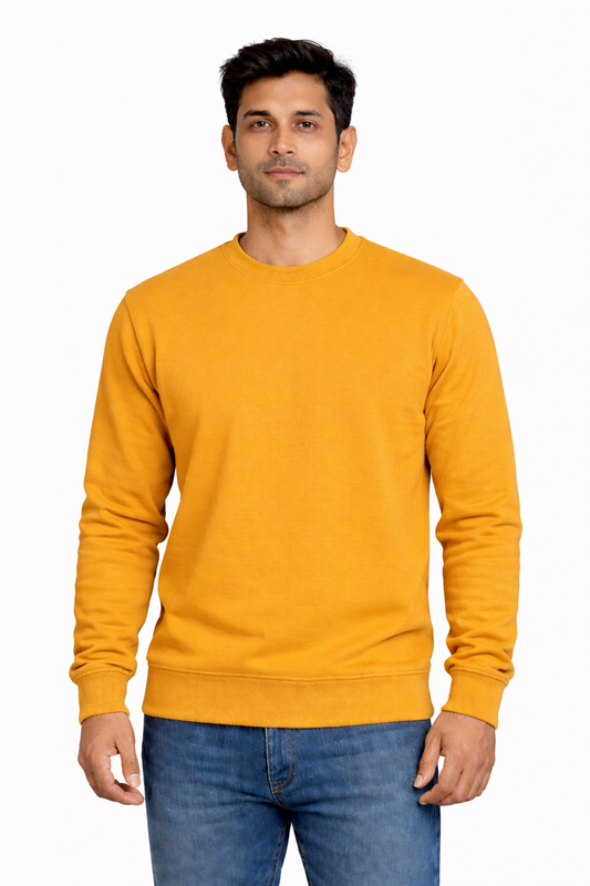 300 GSM Regular Fit Mustard Yellow Everyday Sweatshirt
