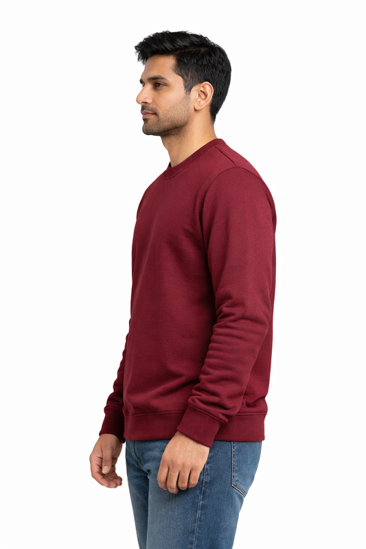 300 GSM Regular Fit Maroon Everyday Sweatshirt