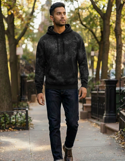 TEVAYAA Acid Wash Black Heavyweight Oversized Hoodie