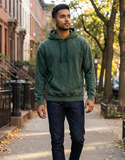 TEVAYAA Acid Wash Bottle Green Heavyweight Oversized Hoodie