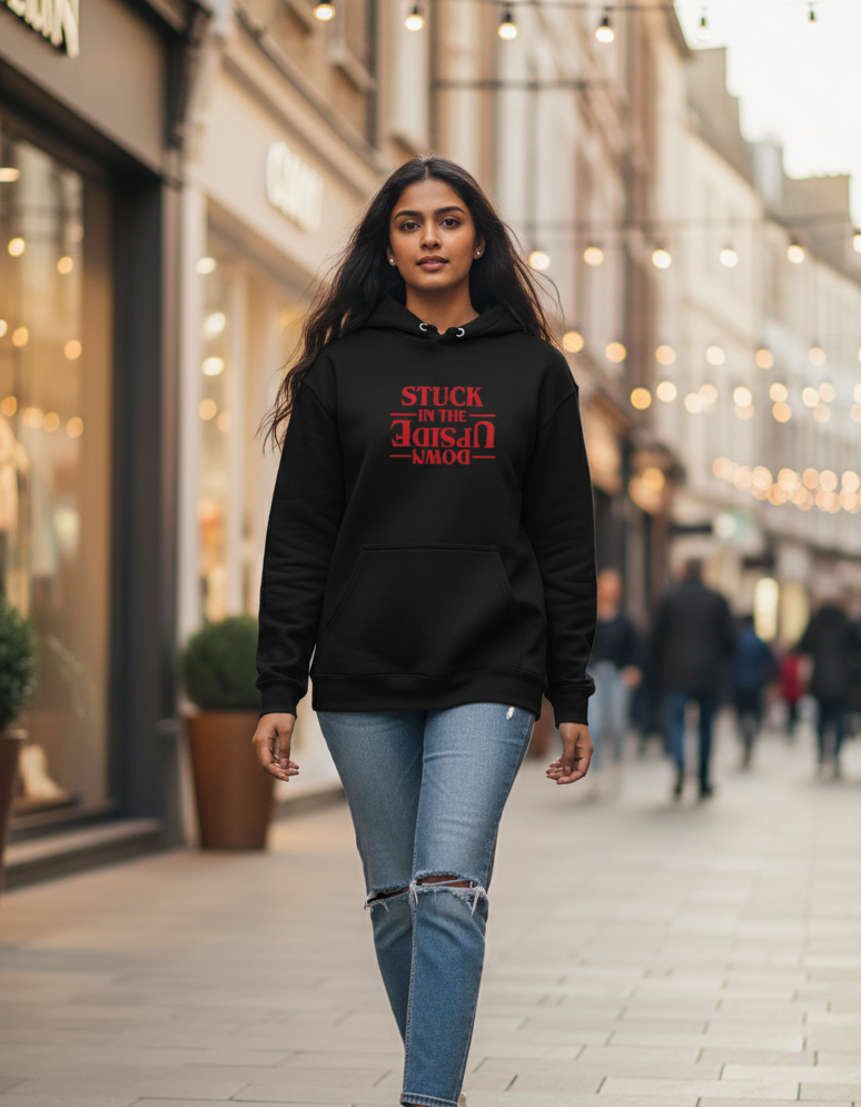 Tevayaa Heavyweight Graphic Hoodie Black Female – “Upside Vibes”