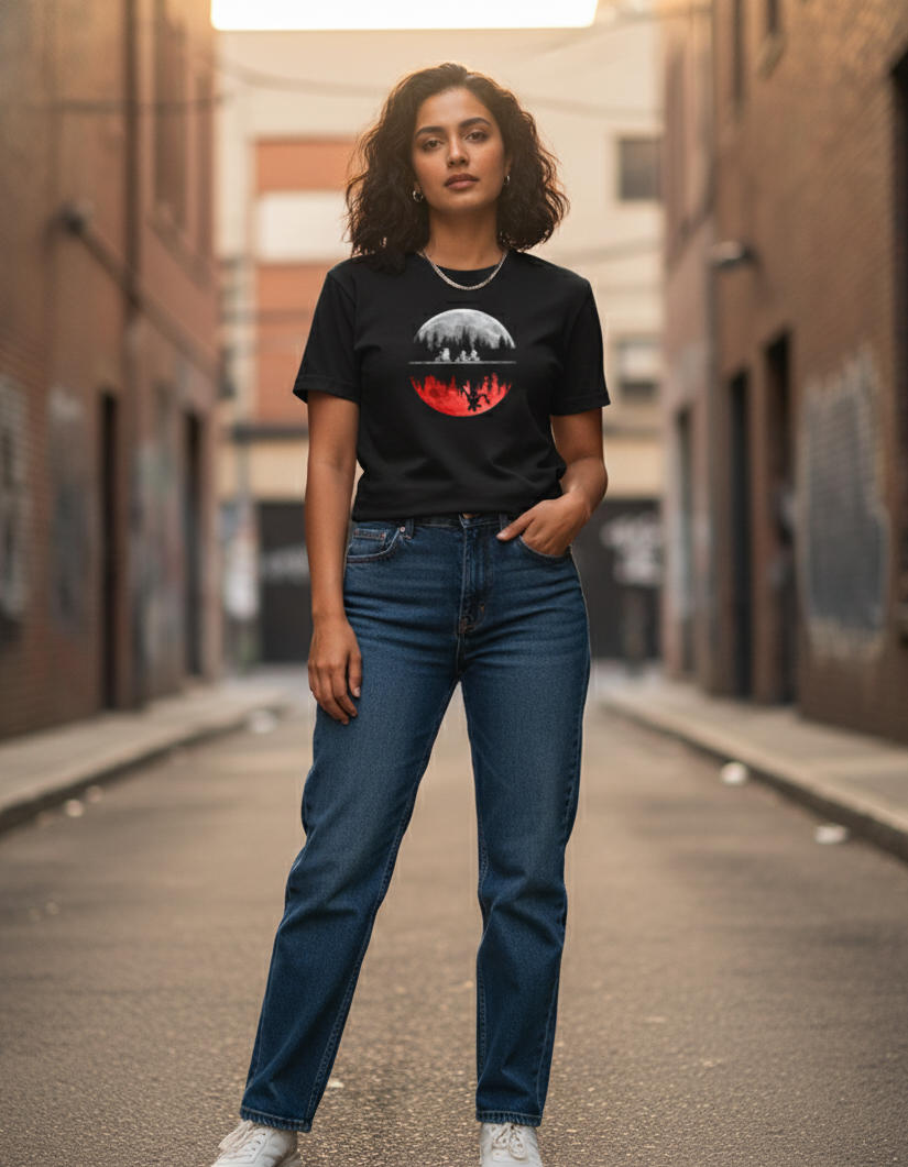 Moon Ride Parallel Worlds Black Tee Female