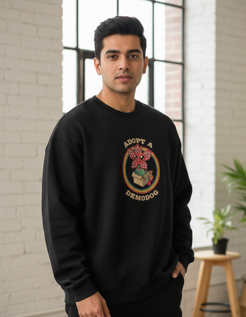 Tevayaa Demo Dog Black Male 400 GSM Oversized Sweatshirt