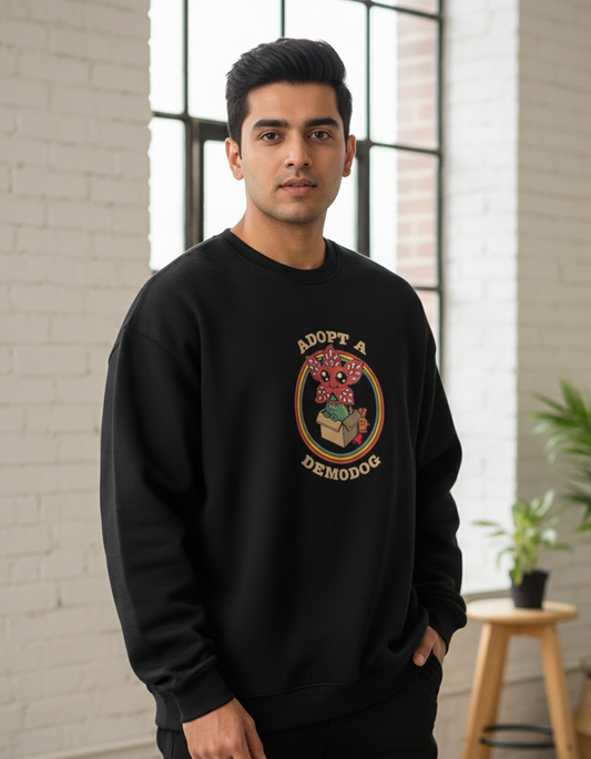 Tevayaa Demo Dog Black Male 400 GSM Oversized Sweatshirt