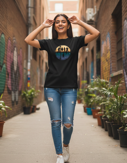 Tevayaa Classic Graphic Cotton Tee – “Reflections” - Female Black Color