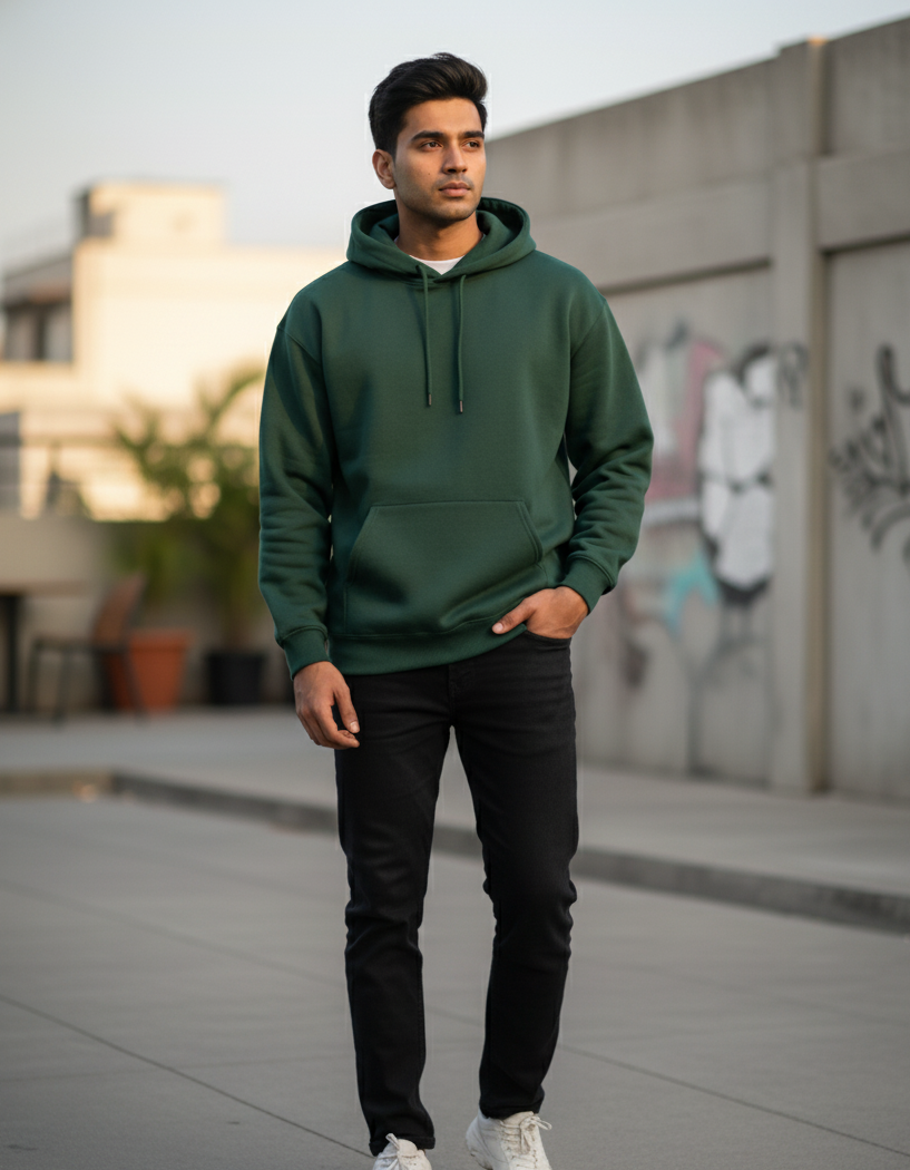 Tevayaa Bottle Green Classic Hoodies – 300 GSM