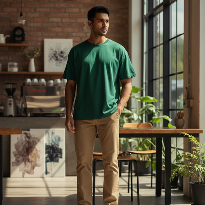 Tevayaa Terry Cotton Solid Unisex Oversized T-shirt Male