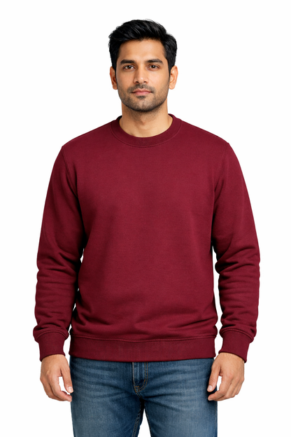 300 GSM Regular Fit Maroon Everyday Sweatshirt
