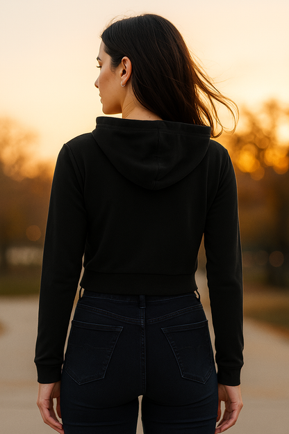 Tevayaa Women’s Cropped Hoodie | Elephant Graphic Streetwear