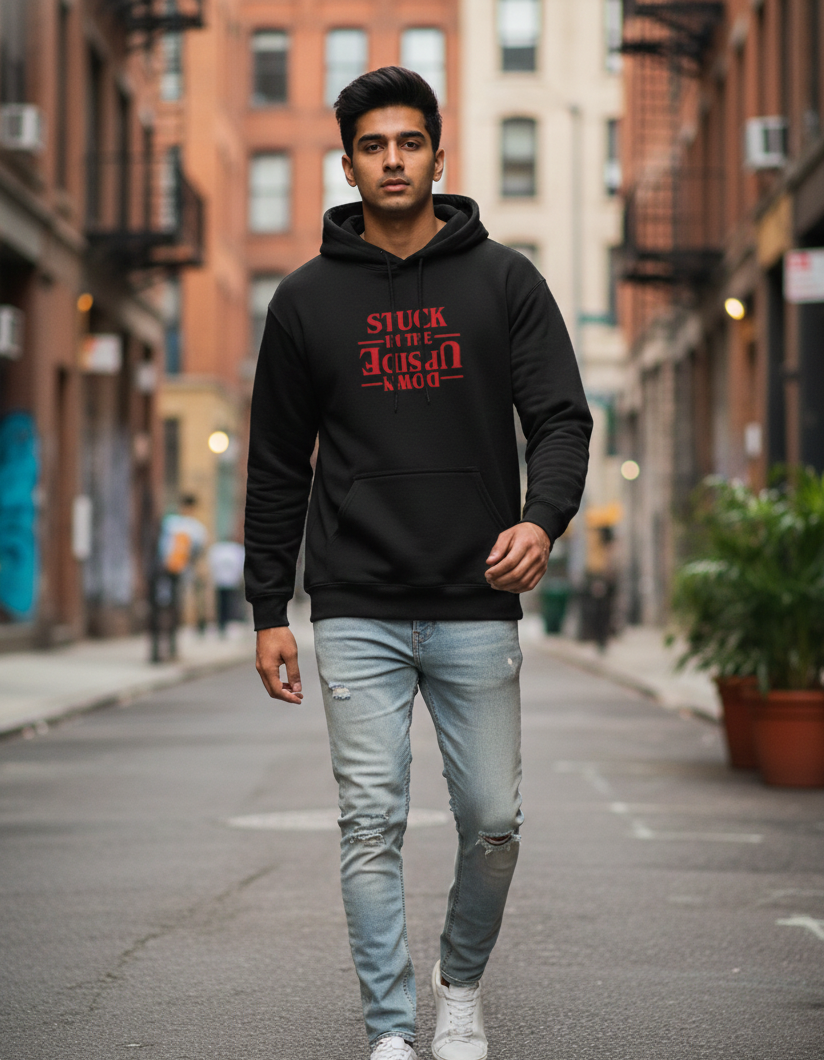 Tevayaa Heavyweight Graphic Hoodie Black Men – “Upside Vibes”