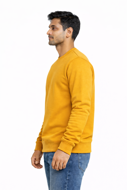 300 GSM Regular Fit Mustard Yellow Everyday Sweatshirt