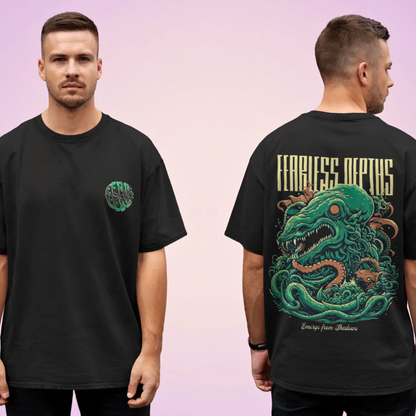 TEVAYAA Fearless Depths Unisex Terry Cotton Oversized Tee