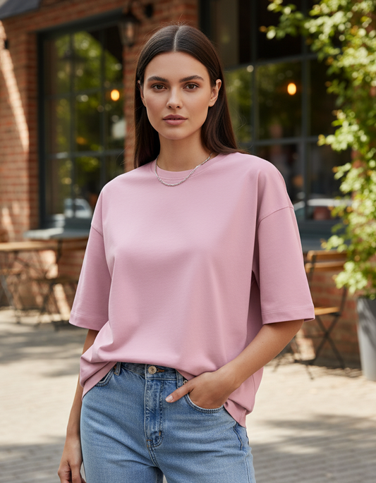 Tevayaa Terry Cotton Flamingo Oversized T-shirt