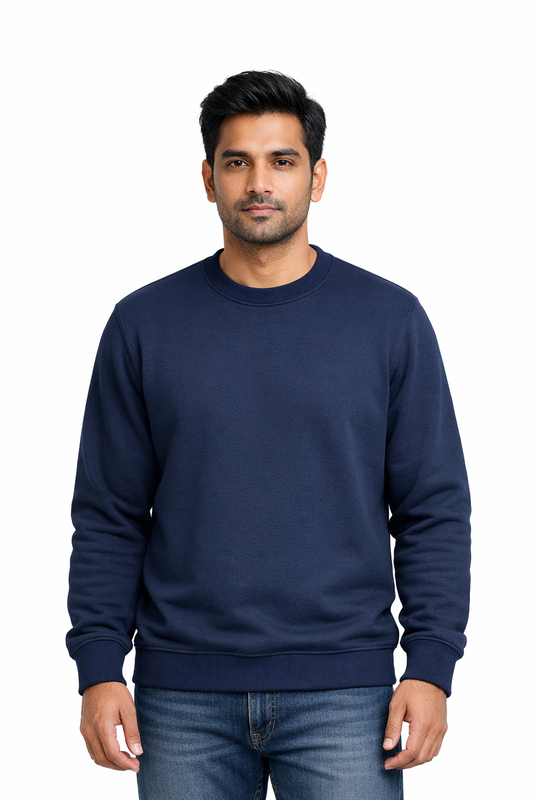 300 GSM Regular Fit Navy Blue Everyday Sweatshirt