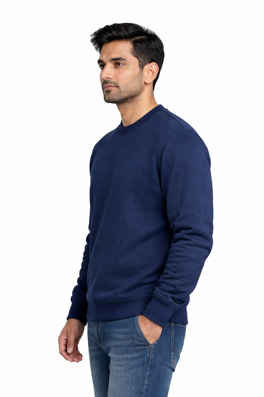 300 GSM Regular Fit Navy Blue Everyday Sweatshirt
