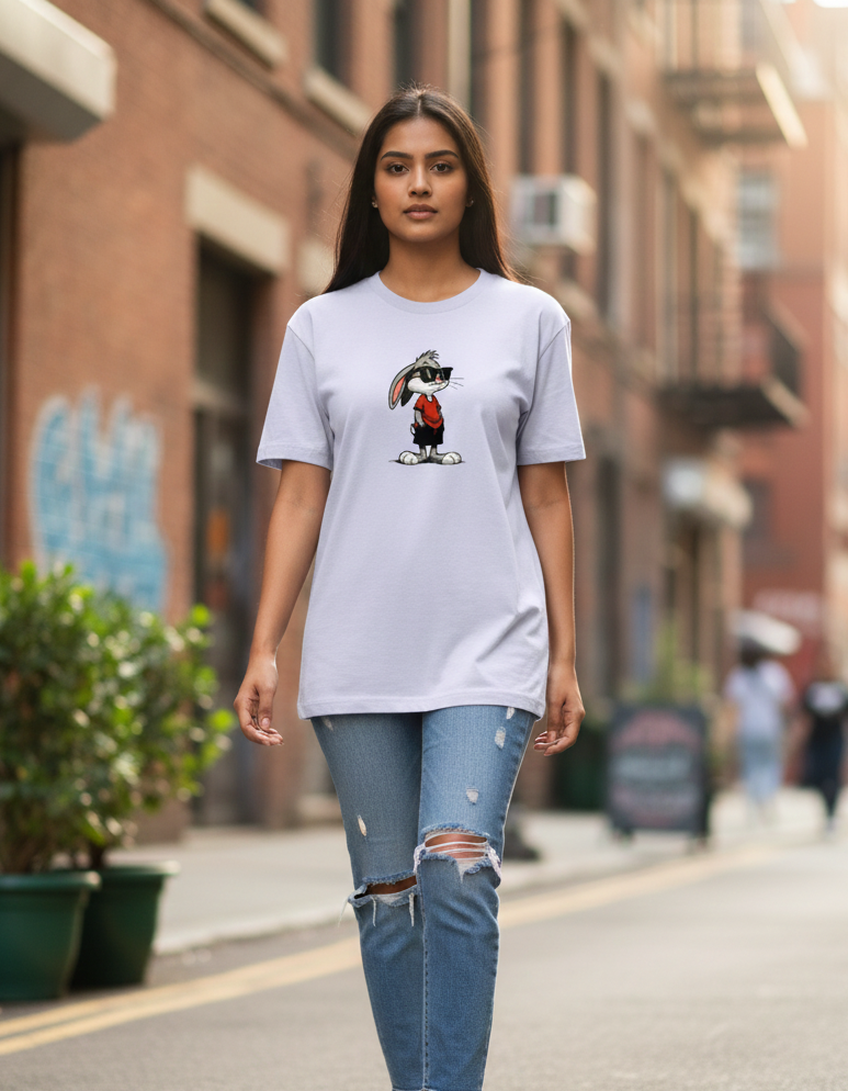 Tevayaa Graphic Lavender Tee – “Cool Bunny”