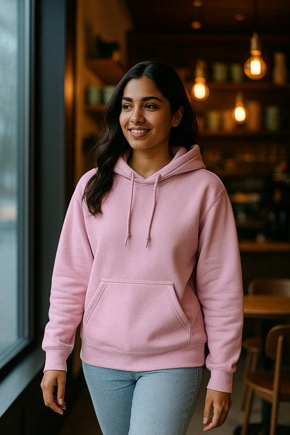 Tevayaa Light Baby Pink Female Classic Hoodies – 300 GSM