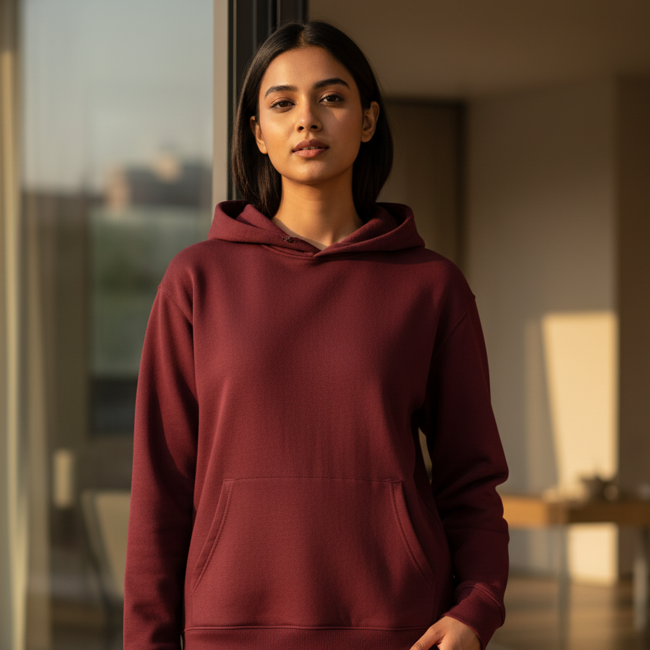 Tevayaa Maroon Female Classic Hoodies – 300 GSM