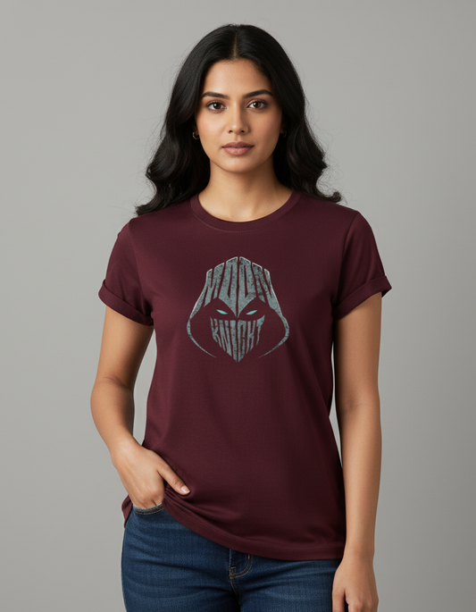 Moon Knight – Minimal Street Art  Maroon Tee Female