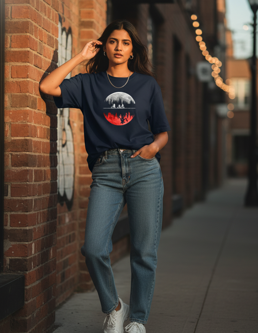Moon Ride Parallel Worlds  Navy Blue Tee Female