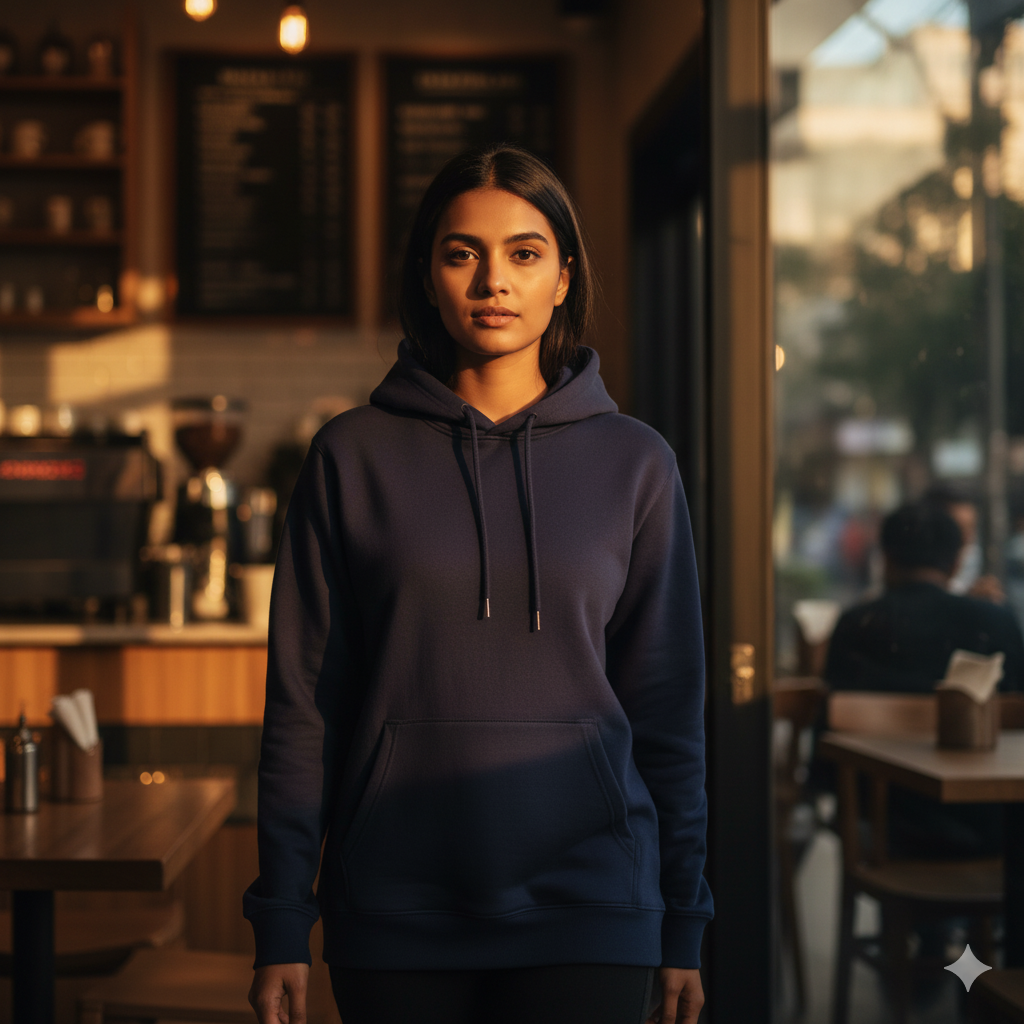 Tevayaa Navy Blue Female Classic Hoodies – 300 GSM