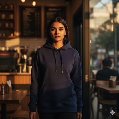 Tevayaa Navy Blue Female Classic Hoodies – 300 GSM