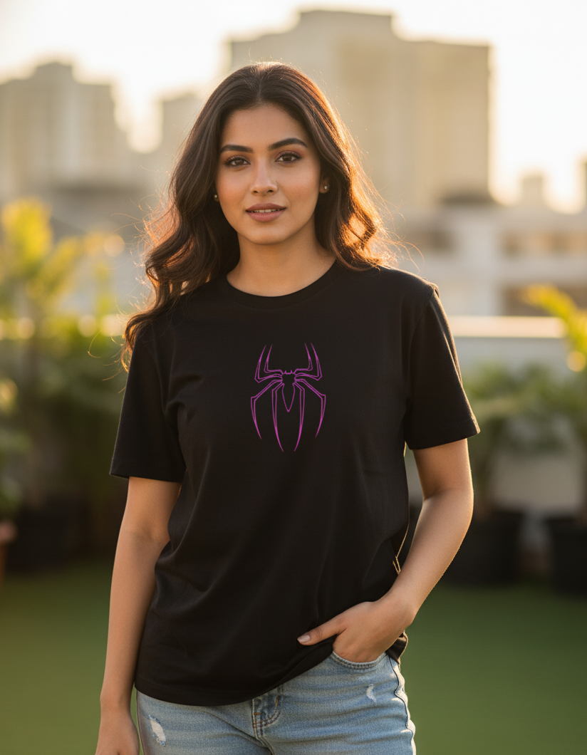 TEVAYAA Women’s Pink Spider Graphic Tee