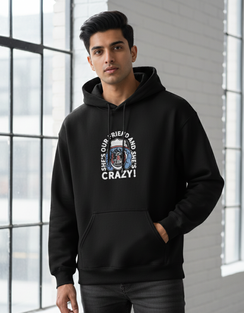 Tevayaa Crazy Things Black Male Classic Hoodie