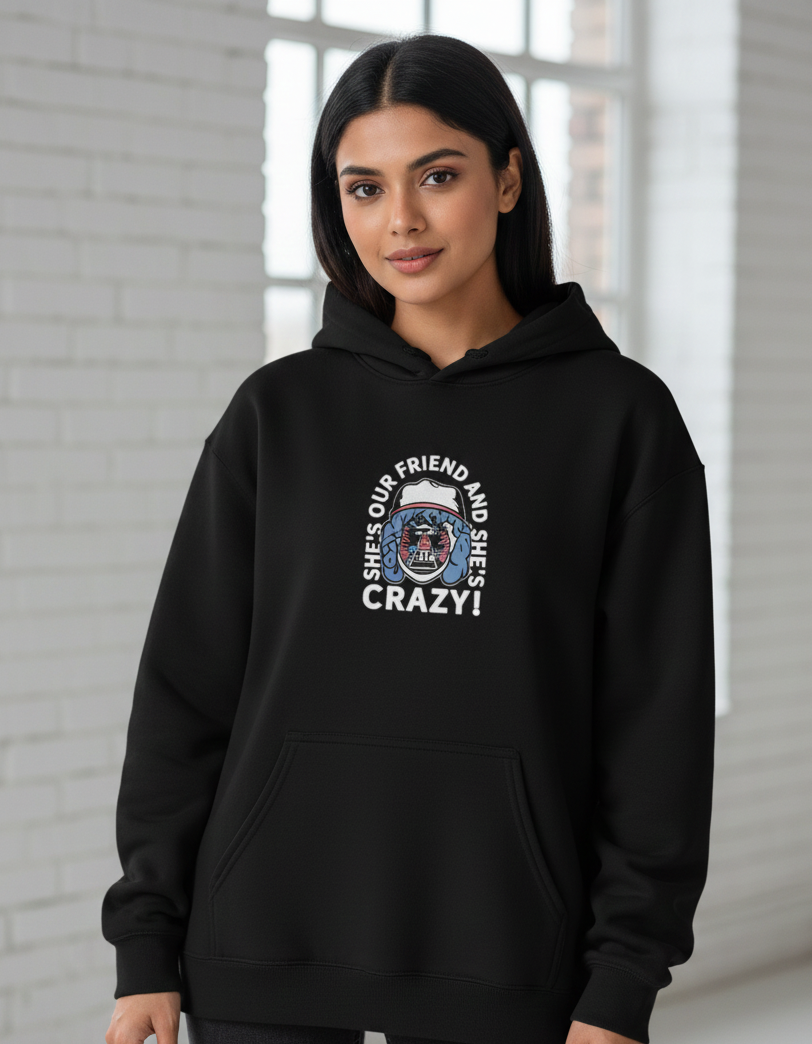 Tevayaa Crazy Things Black Female Classic Hoodie