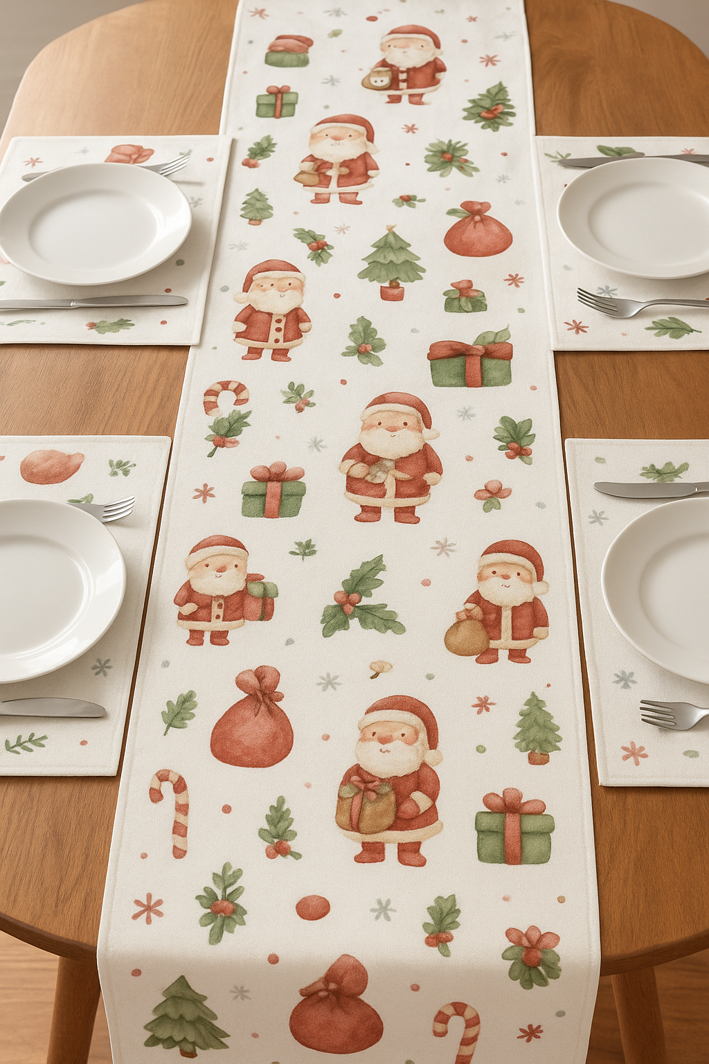 Snowman & Little Santa Tablerunner TEVAYAA