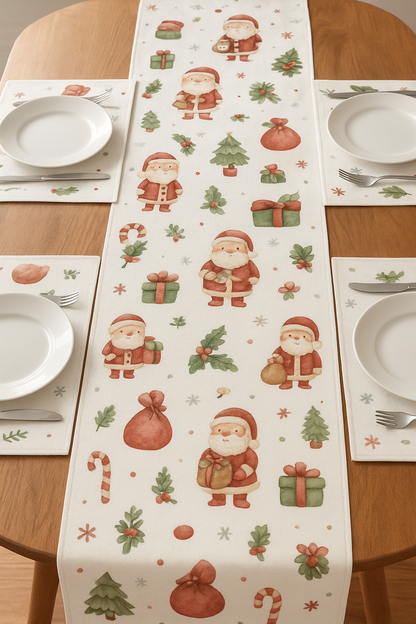 Snowman & Little Santa Tablerunner TEVAYAA