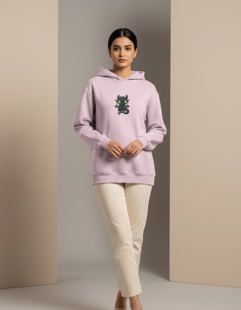 Tevayaa Toothless Graphic Light Baby Pink Classic Hoodie 300 GSM
