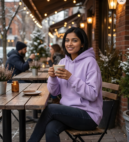 TEVAYAA Oversized Lavender Solid Female Hoodie