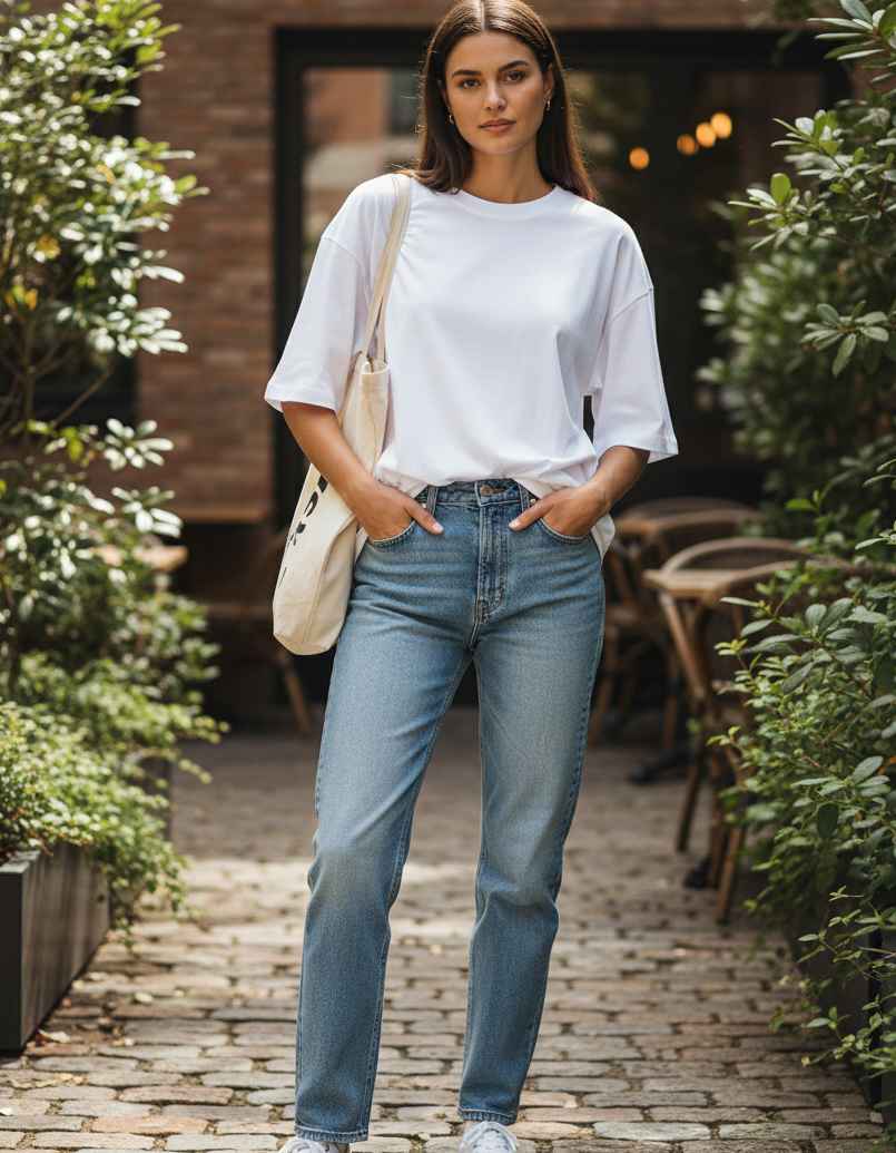 Tevayaa Terry Cotton White Oversized T-shirt