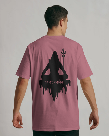 TEVAYAA Har Har Mahadev Men Terry Cotton Oversized Tee