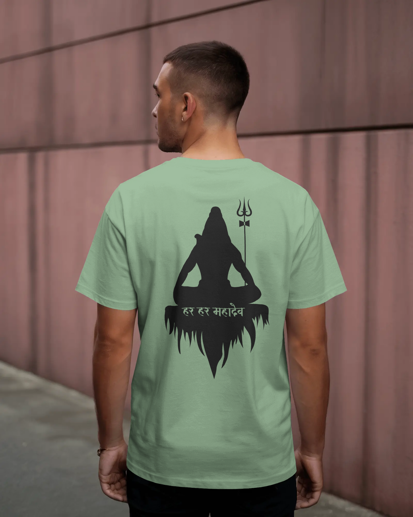 TEVAYAA Har Har Mahadev Men Terry Cotton Oversized Tee
