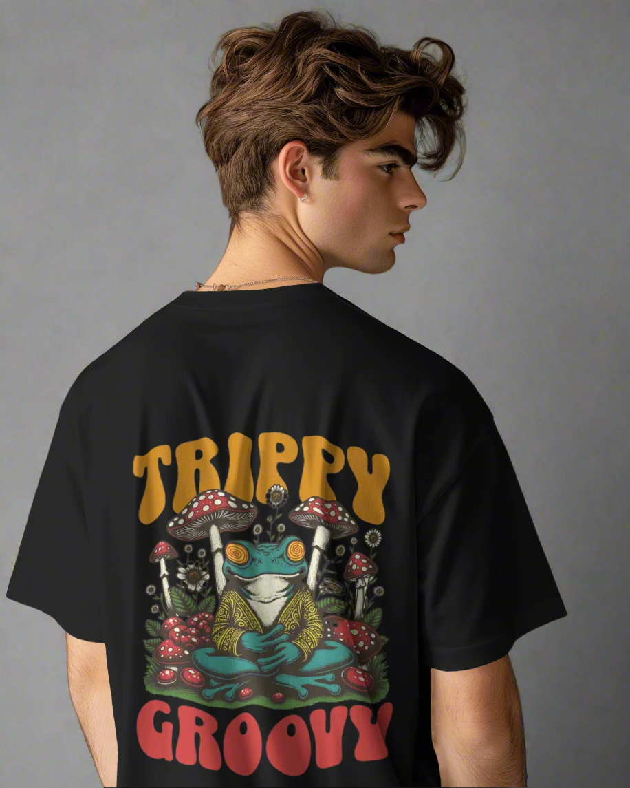 TEVAYAA Trippy Mushroom Oversized T-Shirt